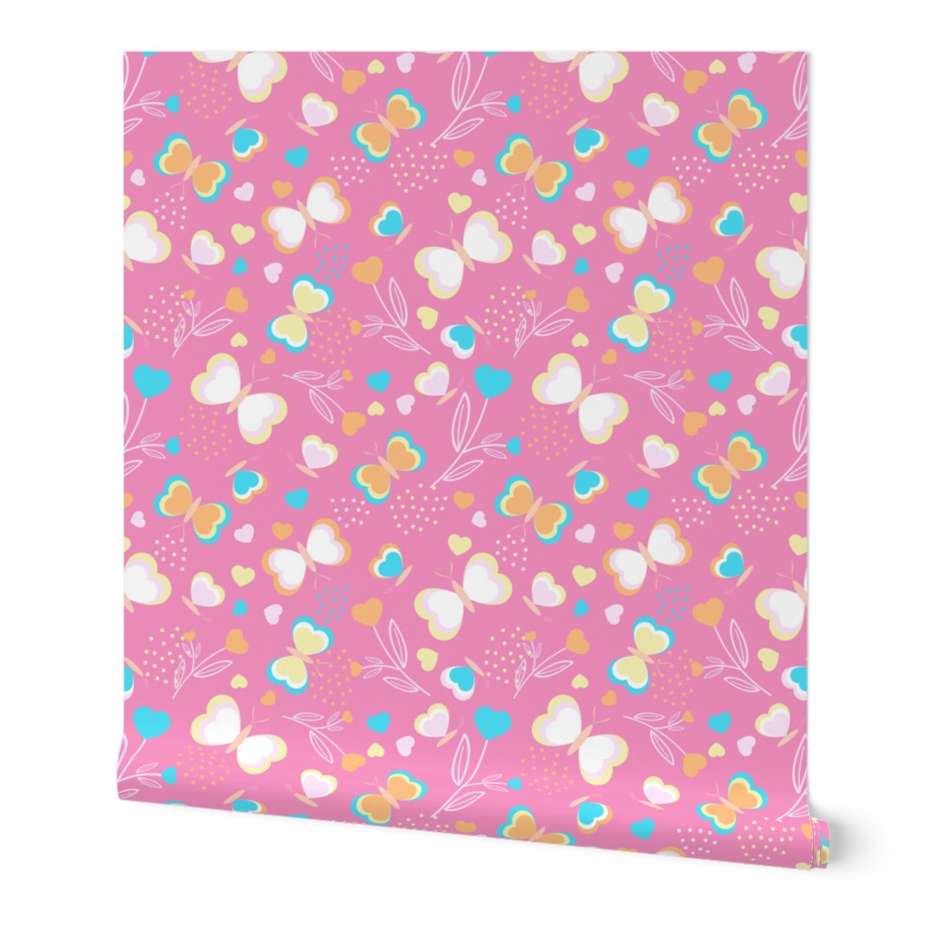 16399349-butterfly-hearts-flowers-on-pink-12x12in-by-believablymedesigns
